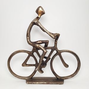 Modern Iron Metal Sculpture Figure of Cyclist Bike Bicycle